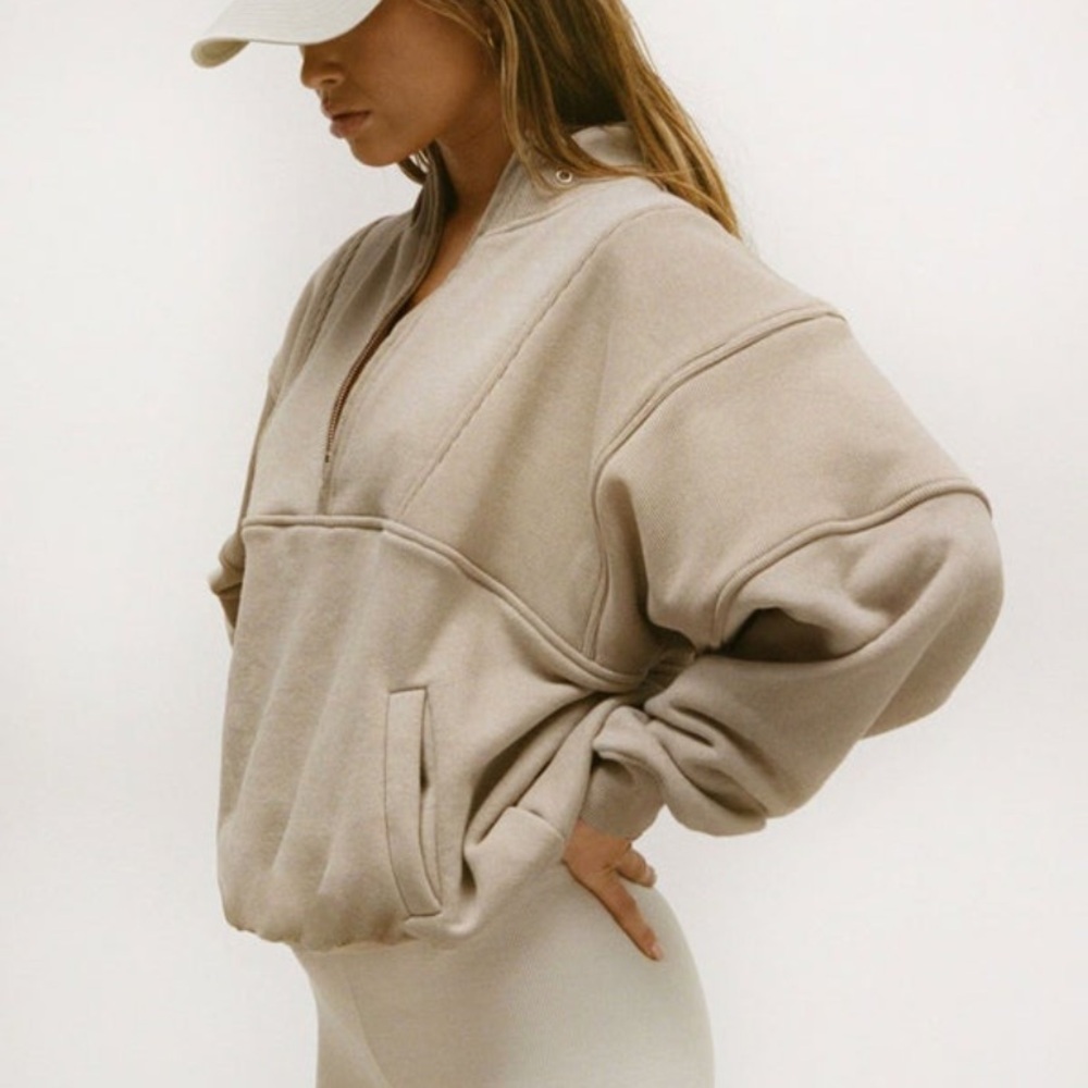 Joah brown retro half zip - desert French terry S/M